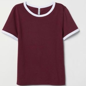 H&M||Maroon short t-shirt